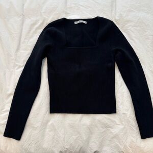 Abercrombie Black Ribbed Long Sleeve Top